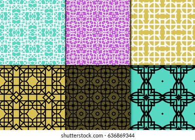 set of 6 Seamless geometrical pattern. vector illustration. For design, wallpaper, background fills, wrapping