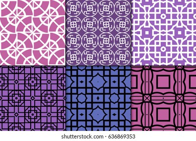 set of 6 Seamless geometrical pattern. vector illustration. For design, wallpaper, background fills, wrapping