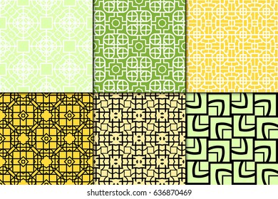 set of 6 Seamless geometrical pattern. vector illustration. For design, wallpaper, background fills, wrapping