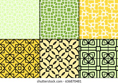 set of 6 Seamless geometrical pattern. vector illustration. For design, wallpaper, background fills, wrapping