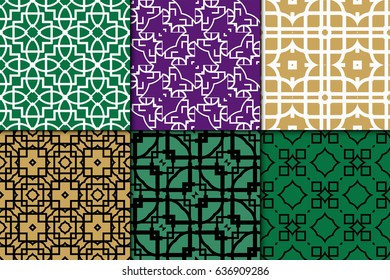 set of 6 Seamless geometrical pattern. vector illustration. For design, wallpaper, background fills, wrapping