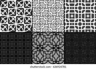 set of 6 Seamless geometrical pattern. vector illustration. For design, wallpaper, background fills, wrapping