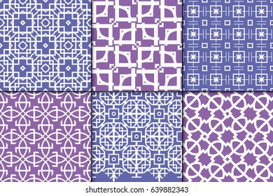 Set of 6 Seamless geometrical pattern. vector illustration. For wrapping, wallpaper, background fills