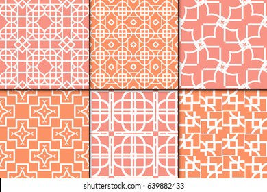 Set of 6 Seamless geometrical pattern. vector illustration. For wrapping, wallpaper, background fills