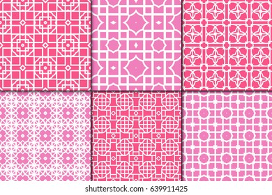 Set of 6 Seamless geometrical pattern. vector illustration. For wrapping, wallpaper, background fills