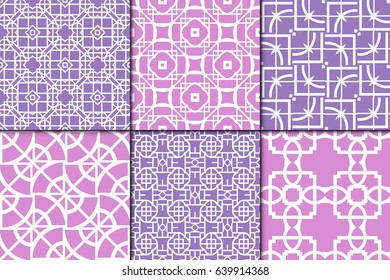 Set of 6 Seamless geometrical pattern. vector illustration. For wrapping, wallpaper, background fills