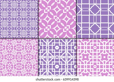 Set of 6 Seamless geometrical pattern. vector illustration. For wrapping, wallpaper, background fills