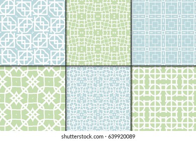 Set of 6 Seamless geometrical pattern. vector illustration. For wrapping, wallpaper, background fills