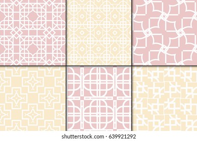 Set of 6 Seamless geometrical pattern. vector illustration. For wrapping, wallpaper, background fills