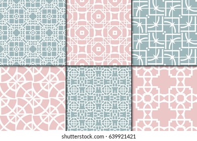 Set of 6 Seamless geometrical pattern. vector illustration. For wrapping, wallpaper, background fills