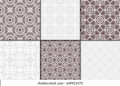 Set of 6 Seamless geometrical pattern. vector illustration. For wrapping, wallpaper, background fills