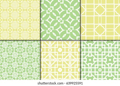 Set of 6 Seamless geometrical pattern. vector illustration. For wrapping, wallpaper, background fills