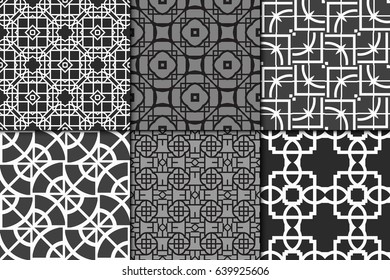 Set of 6 Seamless geometrical pattern. vector illustration. For wrapping, wallpaper, background fills