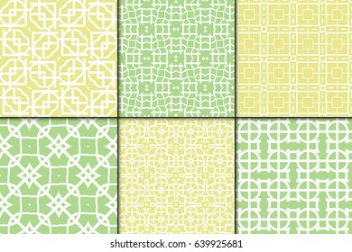 Set of 6 Seamless geometrical pattern. vector illustration. For wrapping, wallpaper, background fills