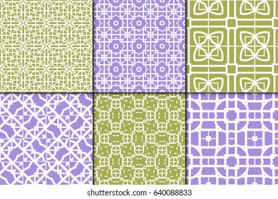 Set of 6 Seamless geometrical pattern. vector illustration. For wrapping, wallpaper, background fills