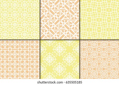 set of 6 seamless geometry pattern. vector illustration. for wallpaper, pattern fills, fabric, wrappingg paper. pastel color