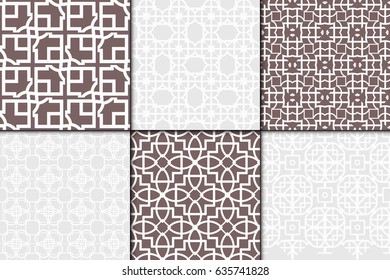 set of 6 seamless geometry pattern. vector illustration. for wallpaper, pattern fills, fabric, wrappingg paper. pastel color