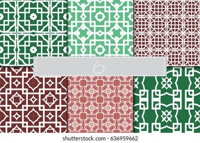 set of 6 seamless geometry pattern. vector illustration.