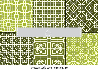 set of 6 seamless geometry pattern. vector illustration.
