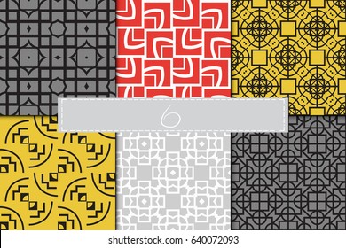 set of 6 seamless geometry pattern. vector illustration. texture for design wallpaper