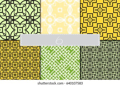 set of 6 seamless geometry pattern. vector illustration. texture for design wallpaper