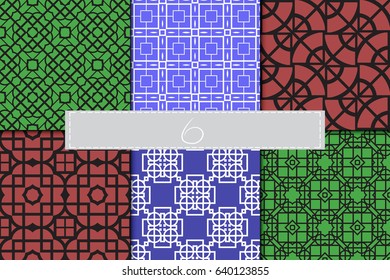 set of 6 seamless geometry pattern. vector illustration. texture for design wallpaper