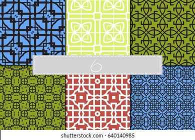 set of 6 seamless geometry pattern. vector illustration. texture for design wallpaper