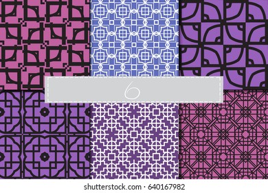 set of 6 seamless geometry pattern. vector illustration. texture for design wallpaper