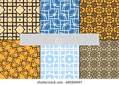 set of 6 seamless geometry pattern. vector illustration. texture for design wallpaper