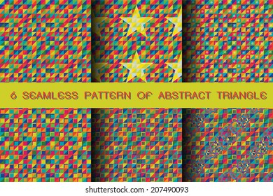 Set of 6 seamless pattern of abstract triangle background