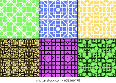 set of 6 seamless pattern. Simple repaeting backgroung. Geometric texture. Vector