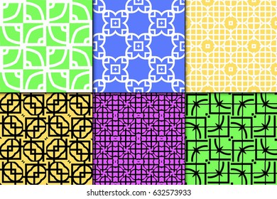 set of 6 seamless pattern. Simple repaeting backgroung. Geometric texture. Vector