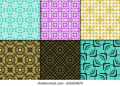 set of 6 seamless pattern. Simple repaeting backgroung. Geometric texture. Vector