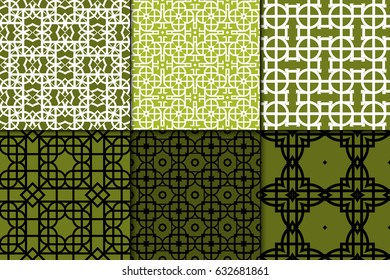 set of 6 seamless pattern. Simple repaeting backgroung. Geometric texture. Vector