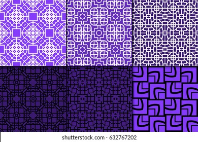 set of 6 seamless pattern. Simple repaeting backgroung. Geometric texture. Vector