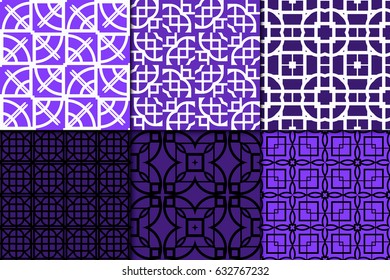 set of 6 seamless pattern. Simple repaeting backgroung. Geometric texture. Vector
