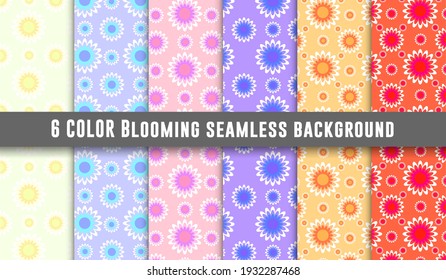 Set of 6 seamless pattern various abstract flower bloomimg decroative contempory modern trendy background design for wallpaper textile warpping paper.