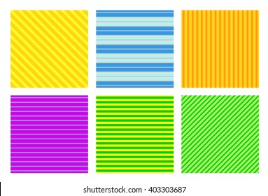 Set of 6 seamless patterns with stripes. Vector Illustration