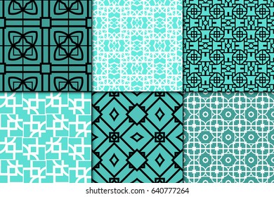 set of 6 seamless vector patterns. Geometric pattern of lines and shapes. Modern design for backgrounds, wallpaper, invitations, wrapping