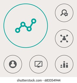 Set Of 6 Search Icons Set.Collection Of Resulting, Engine, Sale And Other Elements.
