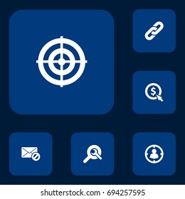 Set Of 6 Search Icons Set.Collection Of Audience, Site, Keywords And Other Elements.