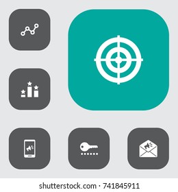 Set Of 6 Search Icons Set.Collection Of Marketing, Resulting, Announcement And Other Elements.