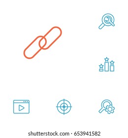 Set Of 6 Search Outline Icons Set.Collection Of Choice, Url, Blogging And Other Elements.