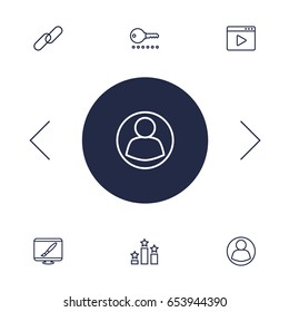 Set Of 6 Search Outline Icons Set.Collection Of Blogging, Arrangement, Web Design And Other Elements.