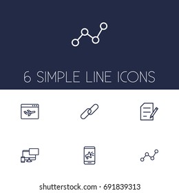 Set Of 6 Search Outline Icons Set.Collection Of Url, SEO Test, Web Design And Other Elements.