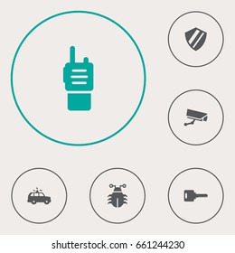 Set Of 6 Security Icons Set.Collection Of Open, Camera, Patrol And Other Elements.