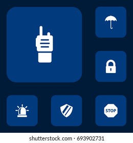 Set Of 6 Security Icons Set.Collection Of Sign, Protection, Remote And Other Elements.