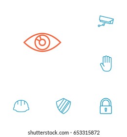 Set Of 6 Security Outline Icons Set.Collection Of Close, Supervision, Vision And Other Elements.