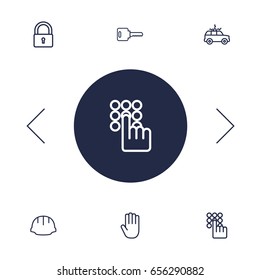 Set Of 6 Security Outline Icons Set.Collection Of Hand , Close , Siren Elements.