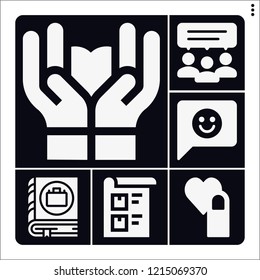 Set of 6 service filled icons such as manual, bill, feedback, rate
